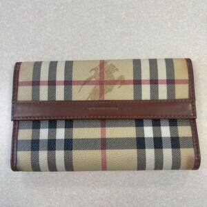Burberry Vintage PVC & Leather Nova Check Compact Wallet - Preowned